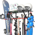 PLKOW Wall-Mounted Ski Rack, Skis Storage Rack for Garage Shed with Top Storage Shelf, Customizable Spacing, Supports Up to 280 lbs, Steel, 1-Pack