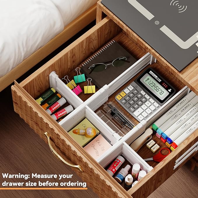 REBECAT 10 Pack Drawer Dividers for Clothes Adjustable Drawer Dividers 4" High Expandable from 11"-17" for Dresser Baby Clothes Bathroom Bedroom Kitchen and Office Storage，White