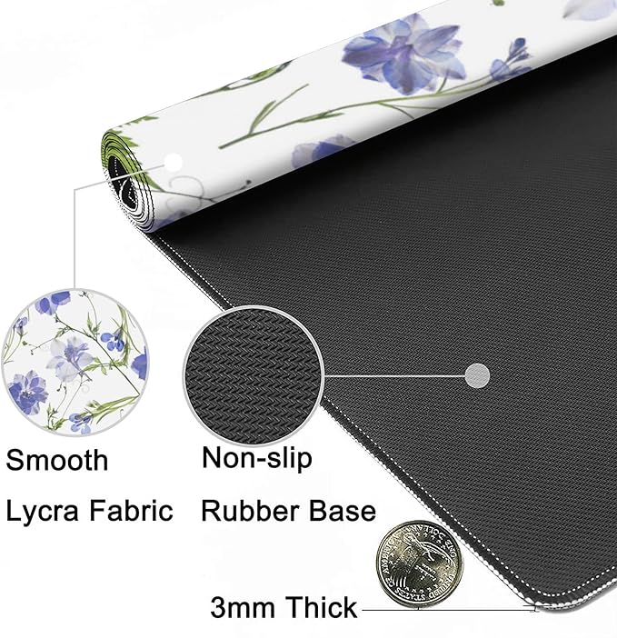 Gaming Mouse Mat Purple Flower Large Mouse Pad Extended Mouse Pad Desk Mat Non-Slip Rubber Base Mice Pad Desk Pad for Office Game Home 35.4x15.75 in