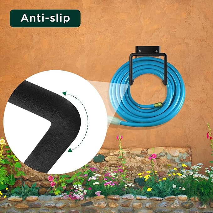 Metal Garden Hose Holder - Wall Mount Heavy Duty Holds Up to 150Ft Hose