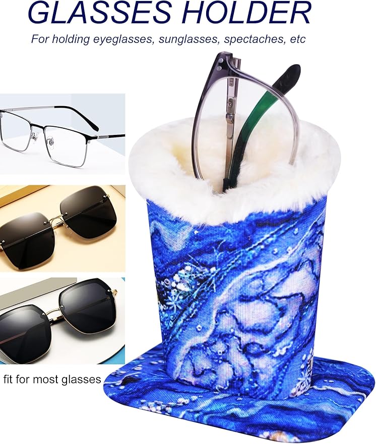 Baitaihem Eyeglasses Holder for Nightstand Soft Plush Lined Sunglasses Holder Stand Protective Glasses Case For Bedside,Desk