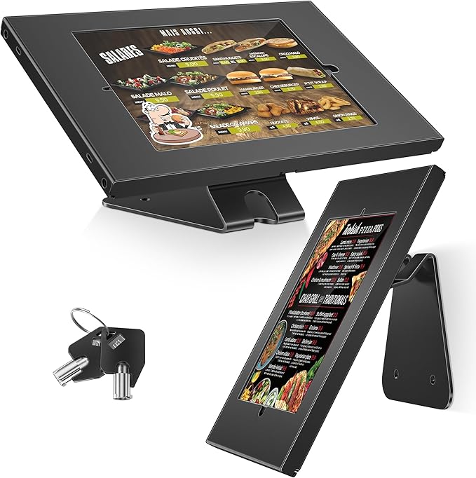AboveTEK Anti-Theft Tablet Stand – iPad Locking & Security Stand, Countertop & Wall Mount POS Stand, 360° Swivel Kiosk Stand for iPad/iPad Air/iPad Pro – Ideal for Retail Business (Black)