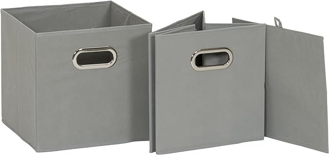Household Essentials Foldable Fabric Storage Cubes 6-Pack – 11x11x11 Stackable Non-Woven Bins with Chipboard Sides & Grommet Handles – Closet, Shelf, Nursery, or Office Organizer – Dove Gray
