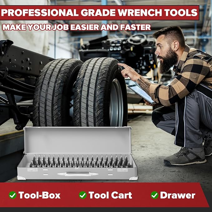 40PCS Magnetic Wrench Organizer Wrench Holder - Wrenchs Tool Organizers for Tool Drawer Storage, Wrenchs Storage Set with Metric & SAE Label, Tool Gift for Professional Mechanics Men, Black