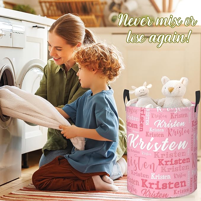 Custom Name Laundry Hamper, Personalized Laundry Baskets with Name for Boys Girls Women Men, Customized Collapsible Dirty Clothes Hamper Easy Storage Gifts for Bedroom Bathroom Living Room