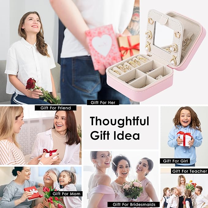 Birthday Gifts For Women, Initial Jewelry Box, Travel Jewelry Case, Gifts for Wife Girlfriend, Small Travel Jewelry Organizer, Gift for Girls, Graduation Gifts for Her, Bridesmaid Gifts