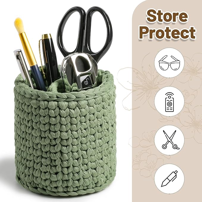HOSROOME Glasses Holder for Nightstand Boho Decor Eyeglass Holder Stand for Office Desk Organizer Makeup Brush Holder Organizer-Green
