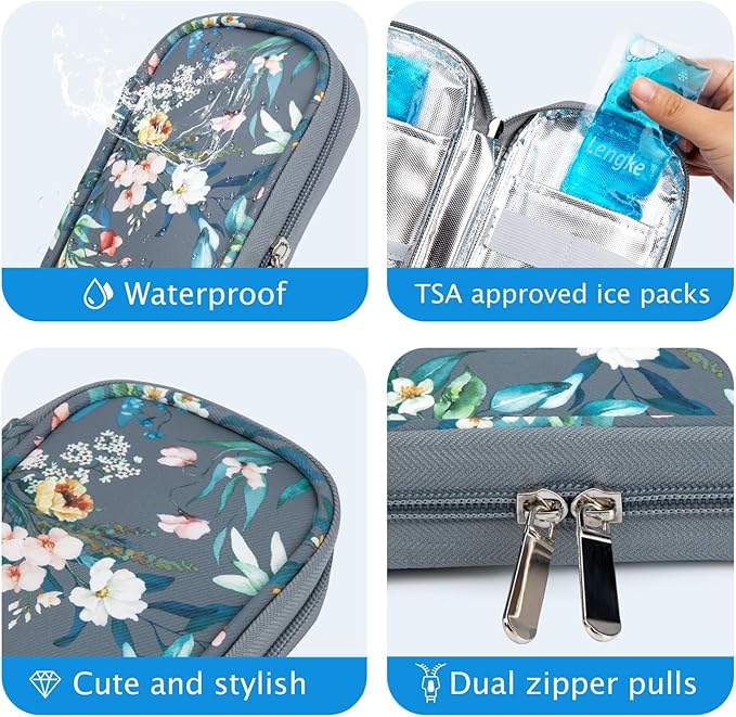 YOUSHARES Insulin Cooler Travel Case - Portable Refrigerated Medicine Case for Insulin Pen, Medication and Diabetic Supplies with 2 TSA Approved Ice Pack