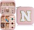 Parima Small Initial Jewelry Box for Girls - Travel Organizer Case With Letter O, Pink
