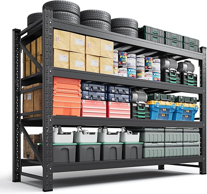 Letaya 6000LBS Storage Shelves Heavy Duty,79" W Garage Shelving Units, 4 Tier Adjustable Utility Rack Shelf,Large Metal Industrial Shelves,for Shop,Warehouse,Basement (79" W x 24" D x 79" H)