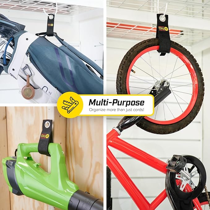 Heavy-Duty Wrap-It Storage Straps, Assorted 9 Pack - Hook and Loop Extension Cord Organizer Hanger, Cord Wrap Keeper, Cable Straps for Cords, Hoses, Rope, RV, Boat and Garage Storage and Organization
