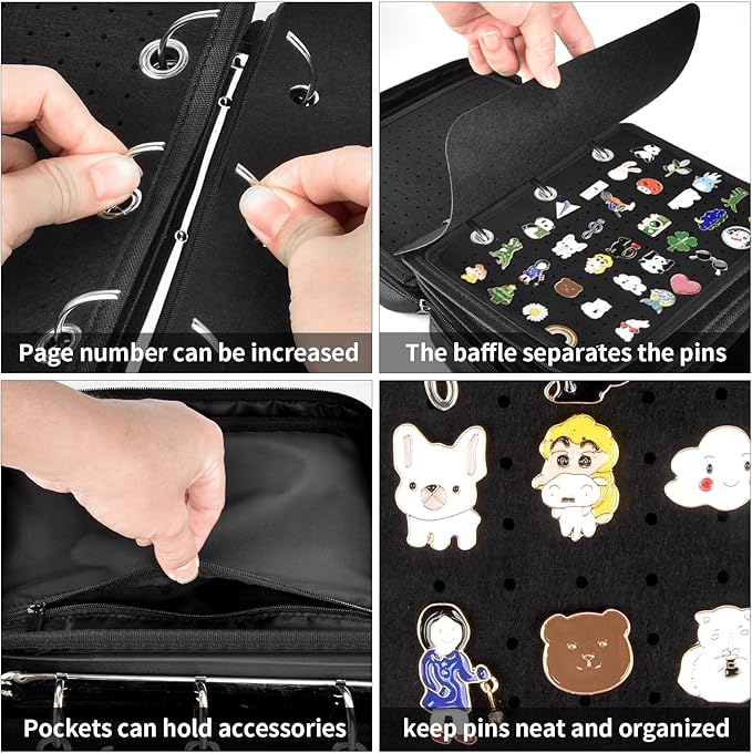 Fireproof Pin Display Book for Collectors, 6 Pages Enamel Pin Display Case, Travel Pin Trading Book, Pin Holder Board Storage for Sports Pins, Memorial Pins, Brooches, Badges, Accessories (Bag Only)