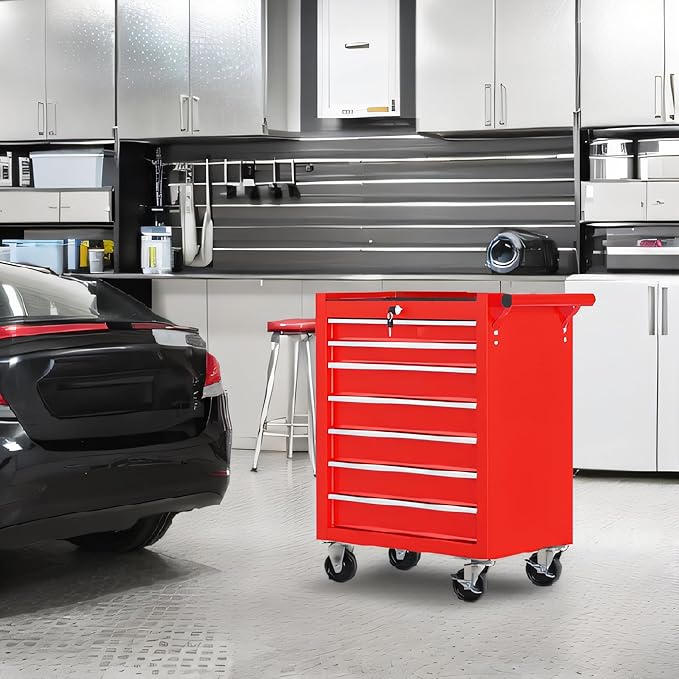 Rolling Tool Chest with 7-Drawer Tool Box with Wheels,31"x 24.4"x 13" Multifunctional Tool Cart Mechanic Tool Storage Cabinet for Garage, Warehouse, Workshop, Repair Shop