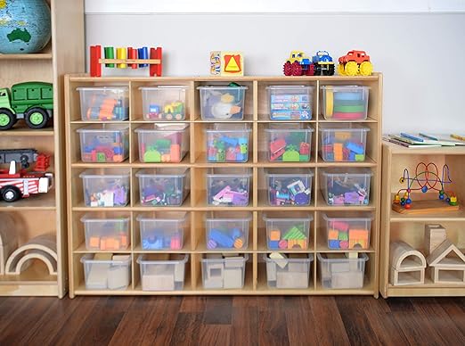 Contender 25 Cubby Birch Plywood Tray Storage Cabinet, Office and Homeschool Organizer for Toys, Books, Art and Craft Supplies, Greengaurd Gold Certified
