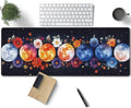 Colorful Moon Phases Large Mouse Pad, Watercolor Flowers Gaming Desk Mat, XL Keyboard Desk Pad Mat for Desktop, 31.5"x11.8" Non-Slip Base Big Mousepad with Stitched Edges