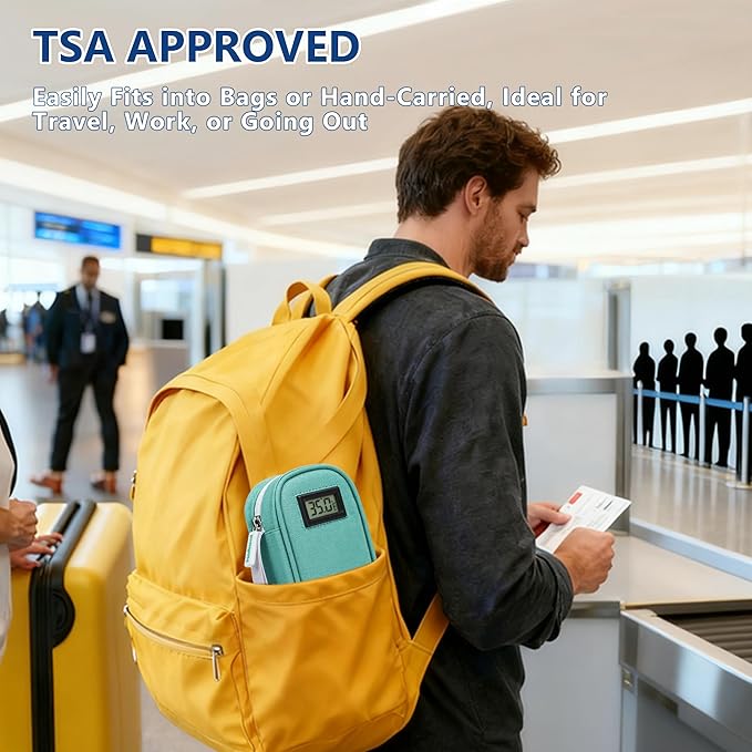 Insulin Cooler Travel Case TSA Approved with Temperature Display – Diabetic Medication Travel Case with 2 × 90g Ice Packs, Portable Medicine Organizer for 3–4 Insulin Pens and Diabetic Supplies(Green)