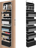 6-Tier Over The Door Organizer Hanging Storage Organizers with Clear Window 40lb Large Capacity Room Organizer for Pantry Bathroom Nursery Closet(Black)