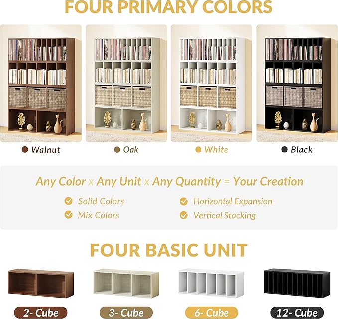 IOTXY DIY Modular Cube Bookcase - CubeXY Customizable Stackable Expandable Basic Shelving Units, 3-Cube Wooden Open Bookshelf for Fabric Storage Bin Organizer, White