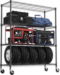 4 Tiers Shelf 1400 lbs Steel Storage Shelving Utility Shelving Unit Steel Organizer Wire Rack for Home,Kitchen,Office,Garage Black 17.7" D x 47.2" W x 62.7" H
