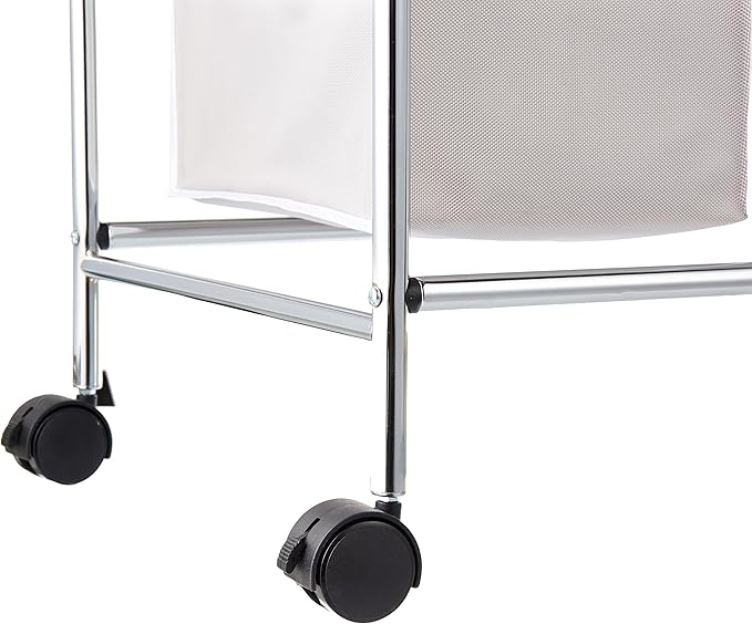 Amazon Basics 3-Bag Rectangular Laundry Bag Hamper Sorter Basket, Gray