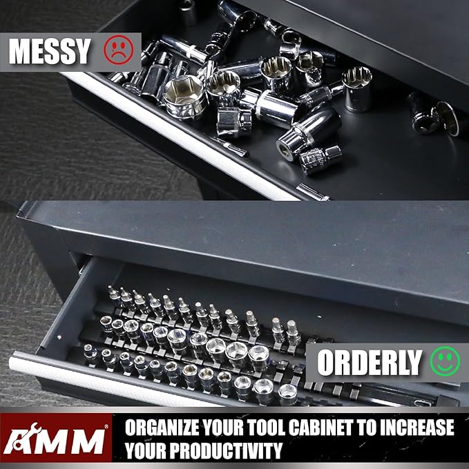 AMM 6-Piece Socket Organizer，1/4 inch Drive ABS Tools-Socket Holder，Heavy Duty Socket Racks，Premium Quality Socket Clip Rail Holder，The best tool trays in the garage