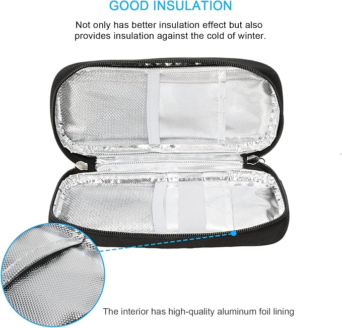 YOUSHARES Insulin Cooler Travel Case - Portable Refrigerated Medicine Case for Insulin Pen, Medication and Diabetic Supplies with 2 TSA Approved Ice Pack