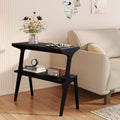 Solid Wood End Table, 2-Tier Side Table with Storage Shelf, Wooden Modern Accent Slim Bedside Table for Sofa, Living Room, Bedroom, Small Space, Easy Assembly, Black