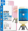Flip-It! Bottle Emptying Kit – 6 Bottle Pack - No more wasted product - Fits most plastic bottles – 6 Base Caps, 6 Adapters – Pastel Color Edition