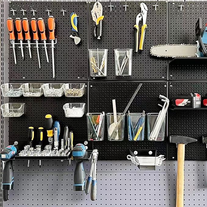 248PCS Pegboard Accessories Organizer Kit,1/8 and 1/4 inch Pegboard Hooks Assortment, Pegboard Bins, Metal Hooks for Hanging Storage (Transparent)