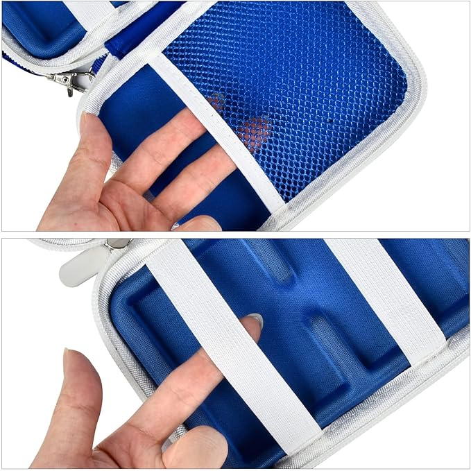 Case Compatible with Samsung T7/ for T7 Touch Portable SSD - 1TB, 2TB, 500GB USB 3.2 External Solid State Drive. Carrying Travel Box for 2 Pack Samsung SSD and Cables (Box Only) - Blue