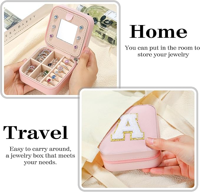 Parima Christmas Stocking Stuffers Gifts for Grandkids Teenage Girls - Pink Initial Jewelry Holder Organizer, Gifts for Girls Friends Women Jewelry Box, Cute Stuffs for Decor Your - Letter L, Pink