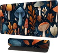 Mushroom Forest Mouse Pad – Large Extended Desk Mat 31.5 x 11.8 in– Autumn Woodland Fungi Illustration, Waterproof Surface, Non-Slip Rubber Base, Keyboard & Mouse Pad for Nature Lovers