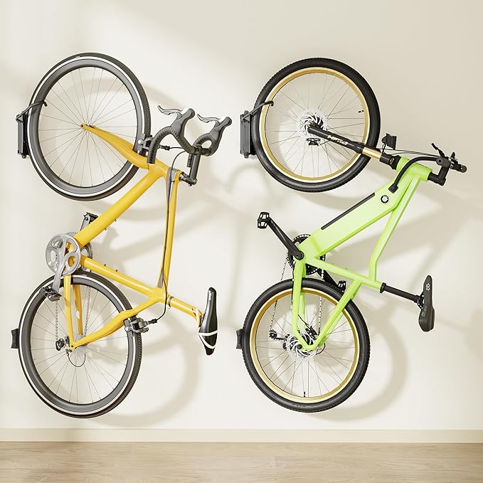 monTEK Heavy Duty Bike Wall Mount, Swivel Bike Wall Hanger Holds Up to 77lbs, Space-Saving Bike Rack Garage, Bike Storage for Bedroom Home Office, 2 Pack