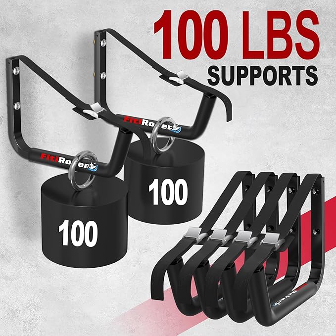 Kayak Storage Rack – 100LB Heavy Duty Kayak Wall Mount with Foam Padding & Straps | Kayak Rack for Garage, Wall Mounted Storage Hooks for Canoes, Paddle Boards, Ladders, Bikes (Square Tube)
