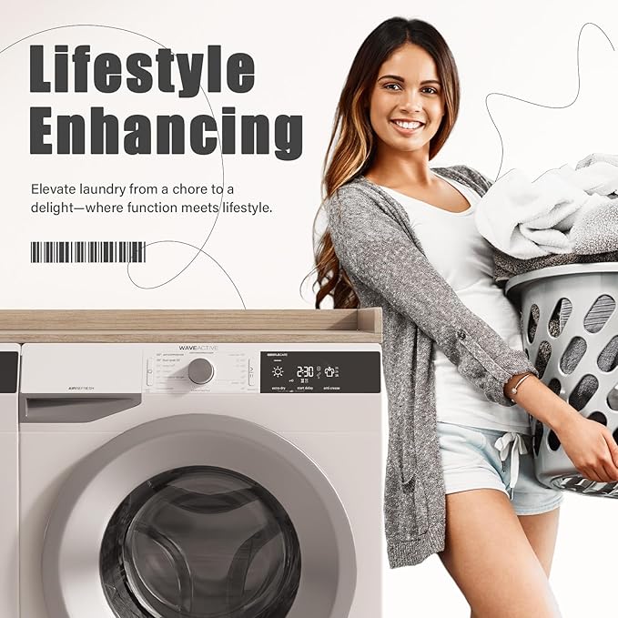 Washer Dryer Countertop, Laundry Countertop with Edge Rails - 27.5" x 54" Melamine Finish for Laundry Room Organization (Eucalyptus)