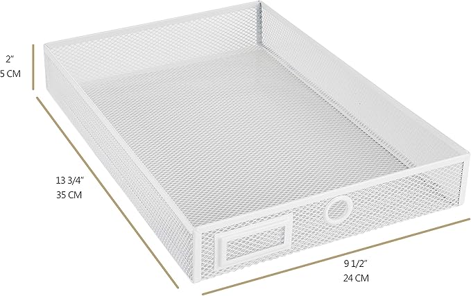 Annova Desk Organizer Wire Mesh 3 Tier Sliding Drawers Paper Sorter/Multifunctional/Premium Solid Construction for Letters, Documents, Mail, Files, Paper, Kids' Art Supplies (White)