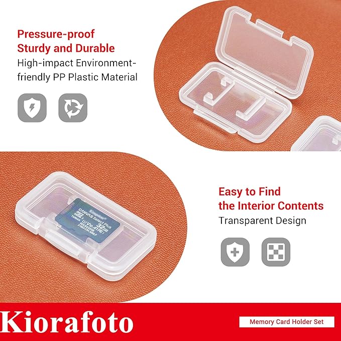 Kiorafoto 18 PCS Multi-Color Clear Plastic Memory Card Holder Case for 18 Micro SD SDXC SDHC TF Cards, Transparent MicroSD MSD Memory Card Case Storage Organizer with Labels