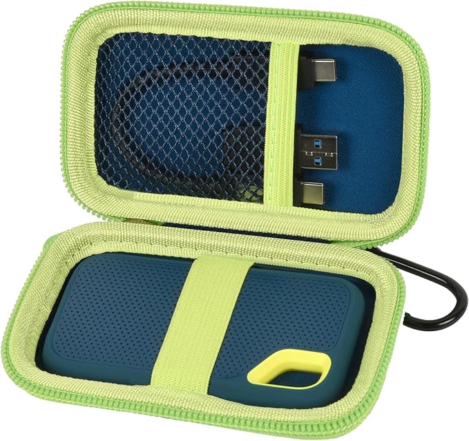 Case Compatible with SanDisk 1TB 2TB 500GB 4TB/for SanDisk PRO Extreme Portable SSD, External Solid State Hard Drive Storage Holder for SDSSDE61/ SDSSDE60/ SDSSDE81/SDSSDE30/SDSSDE60 (Box Only)(Green)