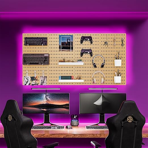 Pegboard Combination Kit for Wall Organizer, Wall Mounted Peg Board Kits for Kitchen, Bedroom, Office, &Bathroom, 4 Pieces White Pegboards and 14 Accessories, 22" x 22"