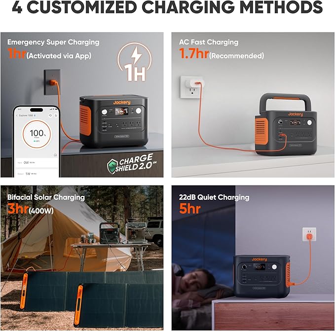 Jackery Solar Generator 1000 v2 with 2x100W Light Solar Panels,1070Wh Portable Power Station,LiFePO4 Battery, 1500W AC Output, Flexible&Lightweight Solar Kit for RV,Balcony,Camping, Emergency Backup