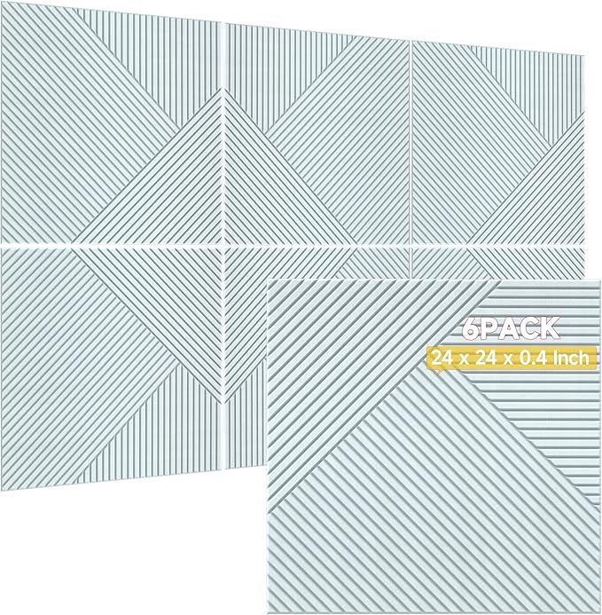 TO-TH Acoustic Wall Panels,6 Pack Total Size 72 x 48 Inches,Self-Adhesive Decorative Acoustic Panels for Wall and ceiling,White