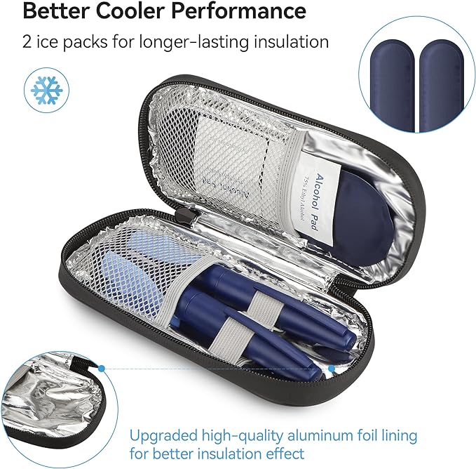Insulin Cooler Travel Case Diabetic Medication Insulated Cool Organizer with 2 Reusable Ice Packs for Insulin Pen and Other Diabetic Supplies, for The Daily Life and Trip, Leopard Print