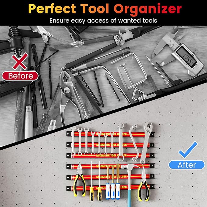 Goplus 6PCS 18" Magnetic Tool Holder, Wall Mounted 176LBS Capacity Magnetic Tool Organizer, Heavy Duty Metal Tool Rack, Tool Magnet Bar, Magnetic Tool Holder Strip for Garage Workshop