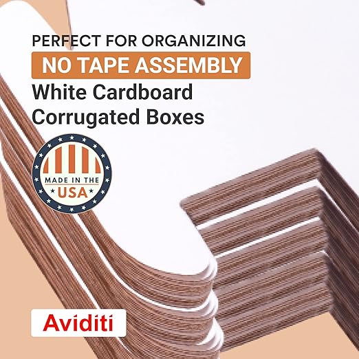 Aviditi BINBIN49 Corrugated Open Top Bin Box, 9" Length x 4" Width x 4-1/2" Height, Oyster White (Case of 50)