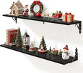 Fun Memories 40 Inch Floating Shelves Wall Mounted, 8 Inch Deep Wall Shelves with Bracket, Rustic Hanging Bookshelf, 40" Bookshelves for for Living Room, Kitchen and Bedroom, Black, Set of 2