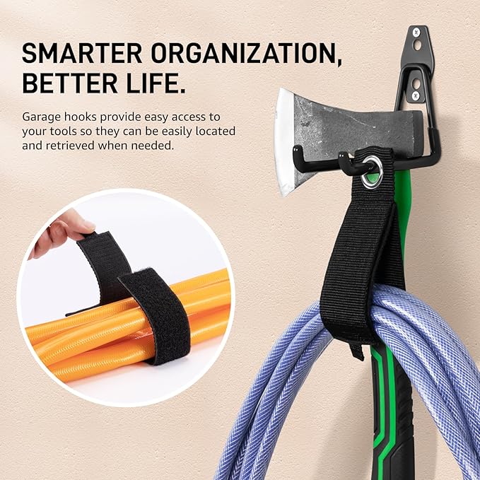 42 Pack Garage Hooks with Anti-Slip Coating Heavy Duty Wall Mount Hooks for Garage Storage and Hanging Hoses Bike Garden Tools Ropes etc