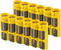 Storacell Slimline AA-6 Battery Storage Caddy and Dispenser (Pack of 2), Yellow, Holds 6 AA Batteries (Not Included), Durable & Compact Design, The Original Battery Caddy, Made in The USA