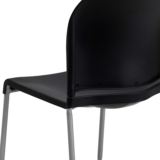 Flash Furniture Hercules Series Contoured Stacking Chairs for Waiting Rooms and Offices, Ergonomic Lobby Chairs with Curved Back, Set of 5, Black