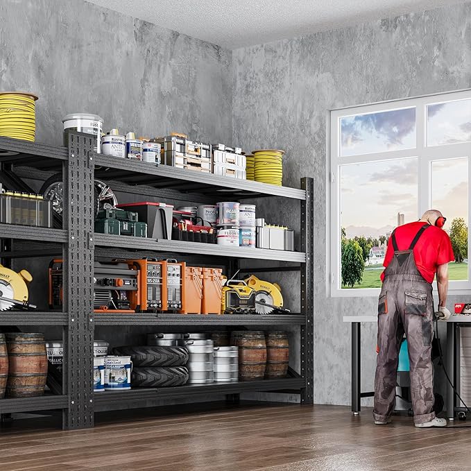 5000LBS Metal Garage Shelving Unit 60" W Storage Shelves Heavy Duty 4 Tier Adjustable Garage Storage Racks Industrial Shelving Utility Rack Shelf for Warehouse,Basement 60" Wx24 Dx70 H