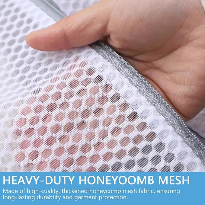 3-Pack Heavy-Duty Honeycomb Mesh Laundry Bags (L/M/S), Washing Bags for Delicates, Sweaters, Shoes, Backpacks, Bed Sheets - Garment Protector